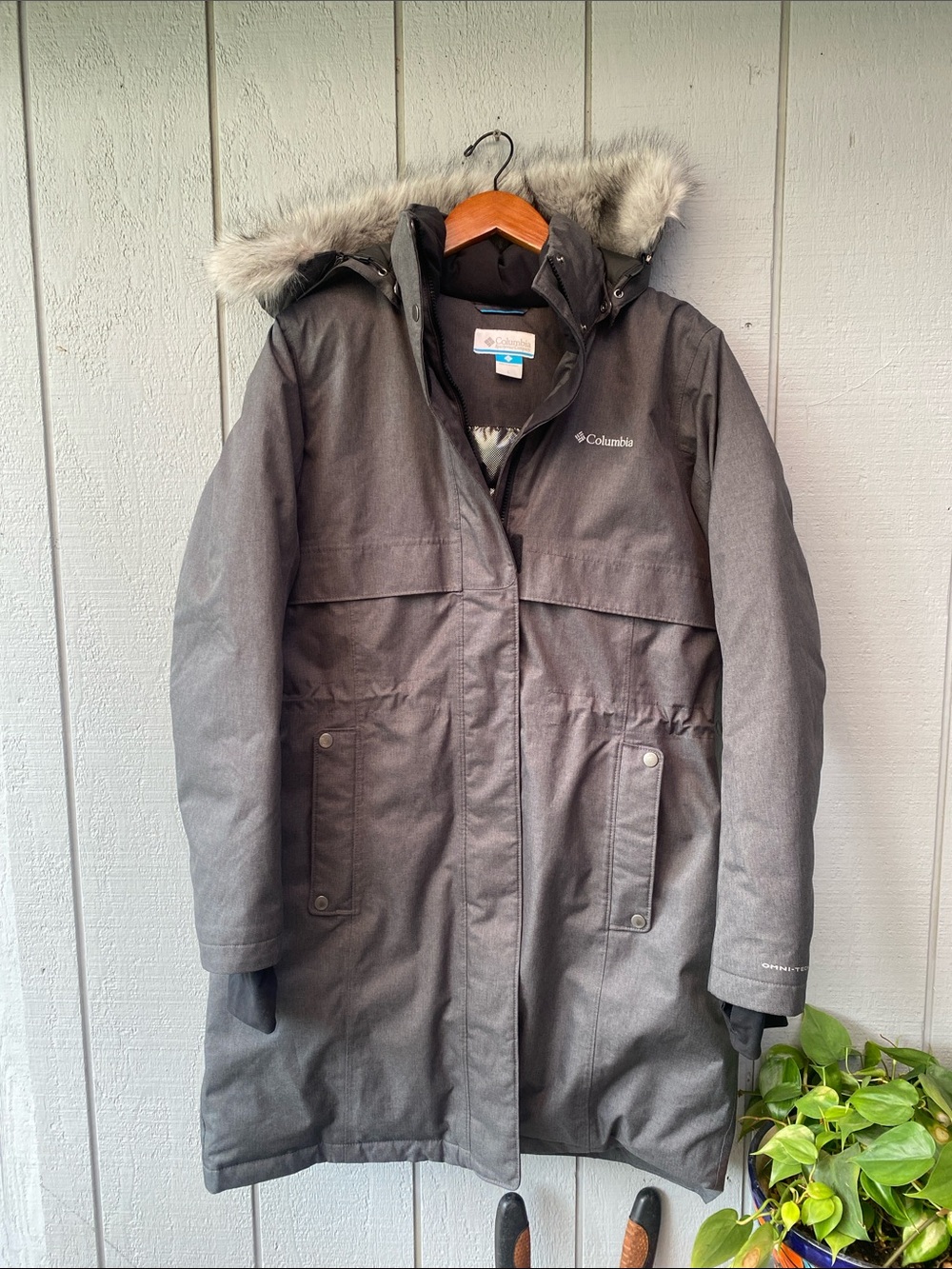 Columbia Women's Dark Gray Faux-Fur Hooded Parka